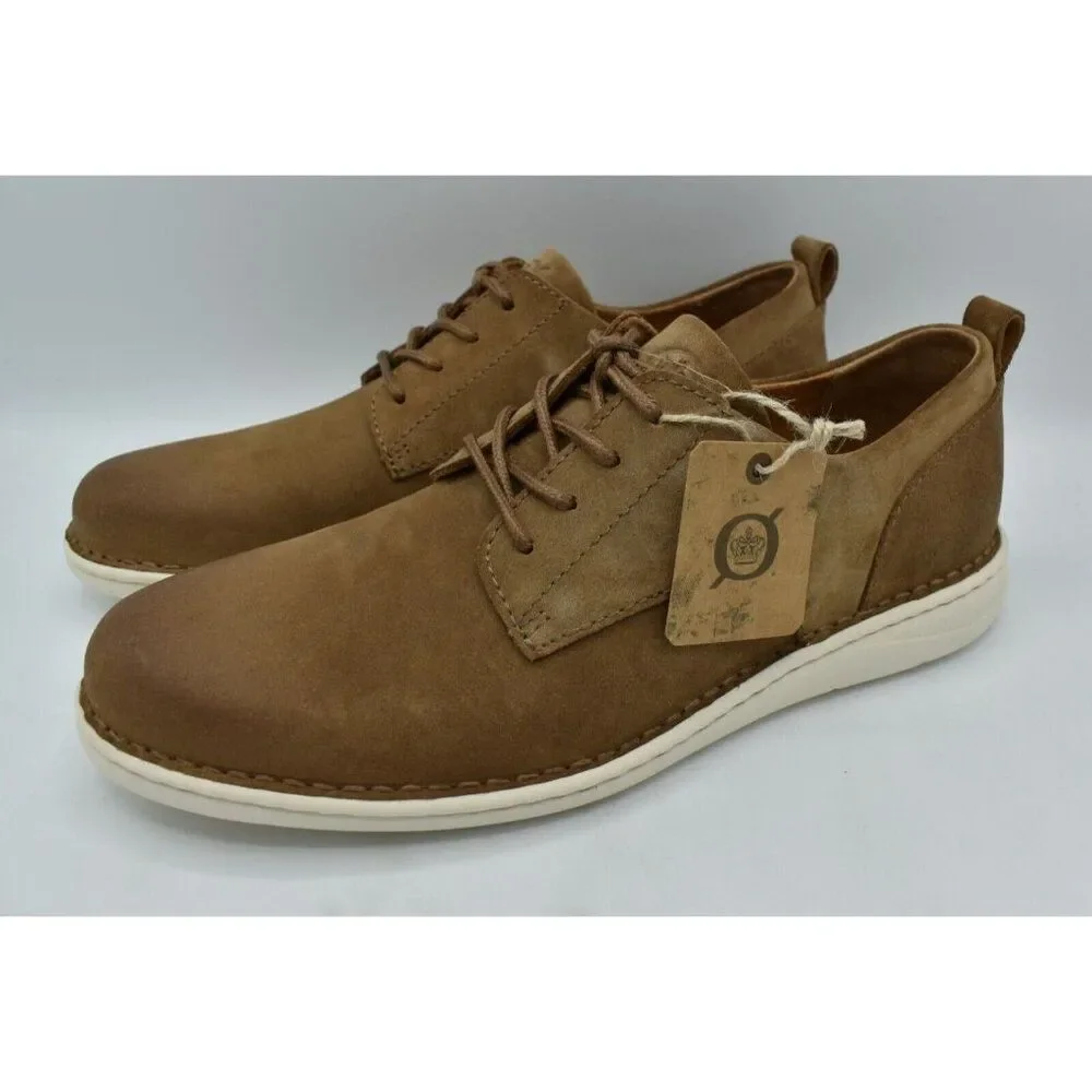 Born Mens Size 9.5 Todd Plain Toe Saddle Tan Distressed Suede Derby Casual Shoes